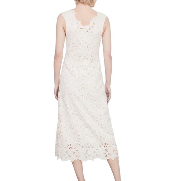 Vince White Gesso Eyelet Lace Embroidered V-Neck Sheath Midi Dress, sz 6 NWT - Picture 10 of 10